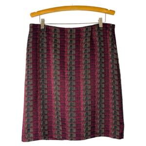 Cato red black tweed striped preppy office midi skirt 14